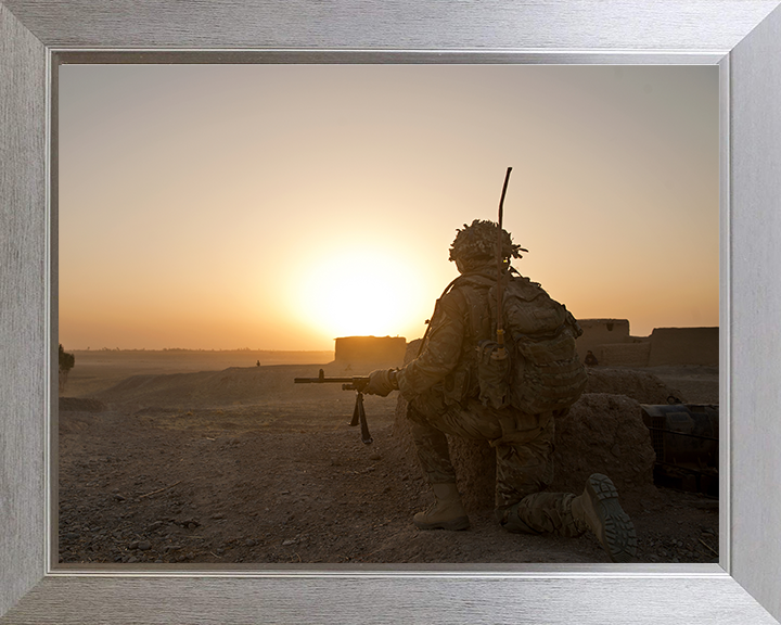 Soldiers on patrol in Afghanistan Photo Print – British Army Patrol Wall Art, Military Decor Posters, Prints, & Visual Artwork Hampshire Prints 10 x 8 Silver Frame No