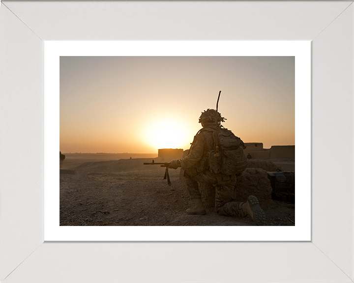 Soldiers on patrol in Afghanistan Photo Print – British Army Patrol Wall Art, Military Decor Posters, Prints, & Visual Artwork Hampshire Prints 10 x 8 White Frame Yes