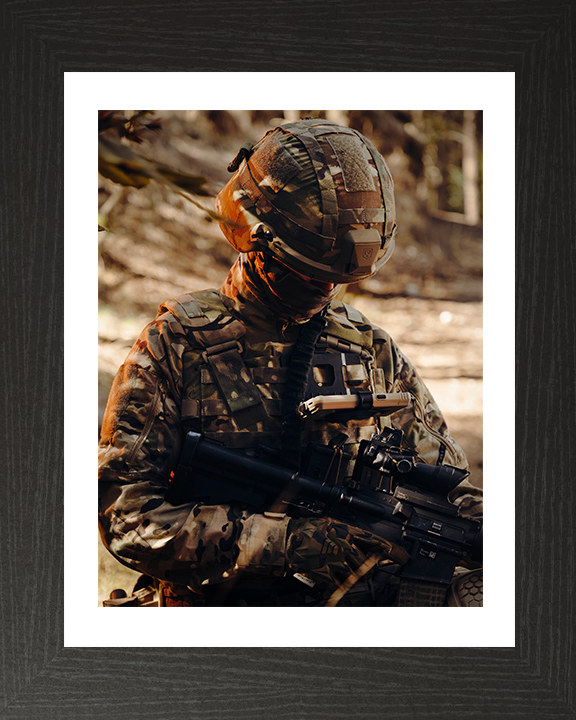 British Army Soldier using DSA equipment Photo Print Wall Art Military Decor Posters, Prints, & Visual Artwork Hampshire Prints 10 x 8 Black Frame Yes