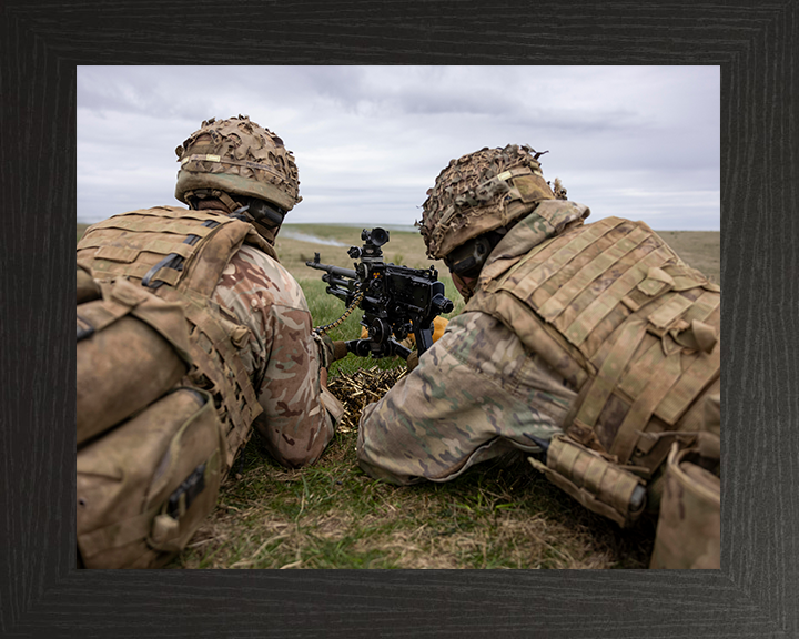 British Army Soldiers With a GPMG Photo Print Wall Art Military Decor Poster Posters, Prints, & Visual Artwork Hampshire Prints 10 x 8 Black Frame No