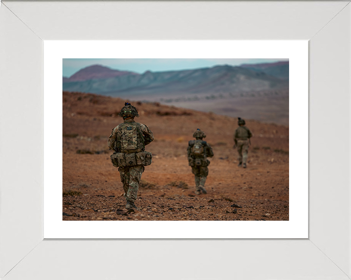 Soldiers on Patrol Photo Print – British Army Patrol Wall Art, Military Decor Posters, Prints, & Visual Artwork Hampshire Prints 10 x 8 White Frame Yes