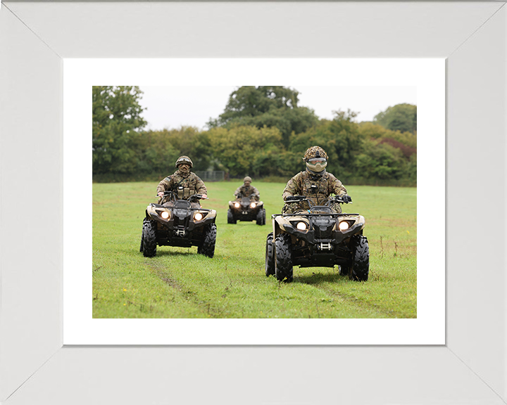 British Army Medics Riding Yamaha Grizzly 450 Quad Bikes Photo Print Wall Art Military vehicle Decor Posters, Prints, & Visual Artwork Hampshire Prints 10 x 8 White Frame Yes