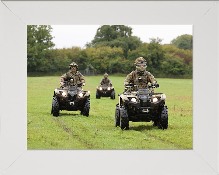 British Army Medics Riding Yamaha Grizzly 450 Quad Bikes Photo Print Wall Art Military vehicle Decor Posters, Prints, & Visual Artwork Hampshire Prints 10 x 8 White Frame No