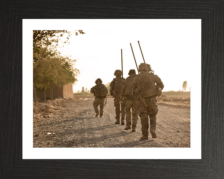 Soldiers on patrol in Afghanistan Photo Print – British Army Patrol Wall Art, Military Decor Posters, Prints, & Visual Artwork Hampshire Prints 10 x 8 Black Frame Yes