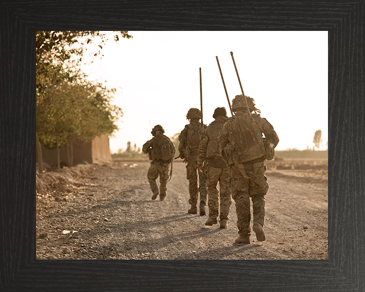 Soldiers on patrol in Afghanistan Photo Print – British Army Patrol Wall Art, Military Decor Posters, Prints, & Visual Artwork Hampshire Prints 10 x 8 Black Frame No