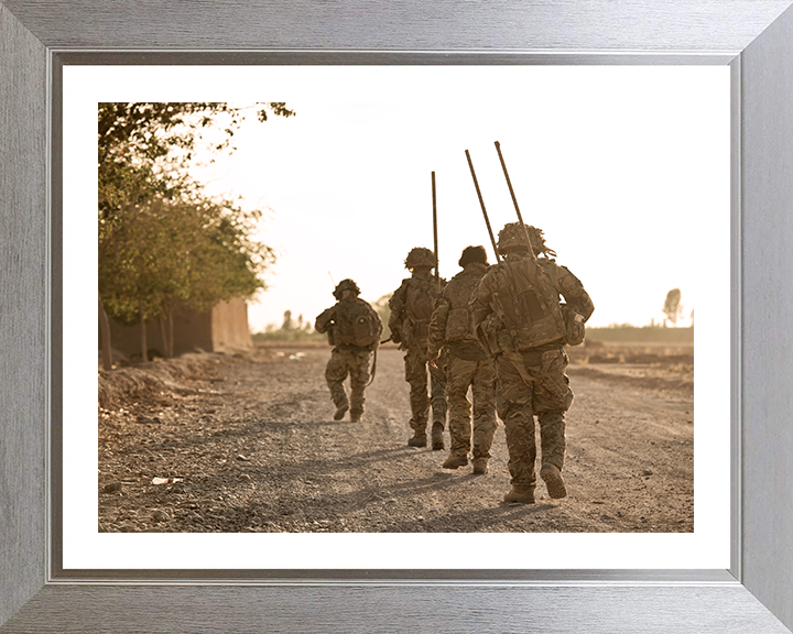 Soldiers on patrol in Afghanistan Photo Print – British Army Patrol Wall Art, Military Decor Posters, Prints, & Visual Artwork Hampshire Prints 10 x 8 Silver Frame Yes