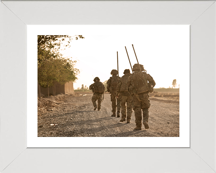 Soldiers on patrol in Afghanistan Photo Print – British Army Patrol Wall Art, Military Decor Posters, Prints, & Visual Artwork Hampshire Prints 10 x 8 White Frame Yes
