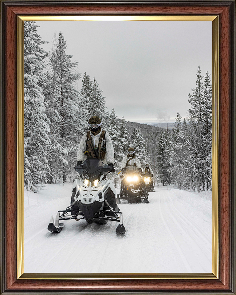 Soldiers riding snowmobiles – British Army Wall Art, Military Decor Military Vehicle Photo Print Wall Art Military Decor UK Posters, Prints, & Visual Artwork Hampshire Prints 10 x 8 Classic Frame No