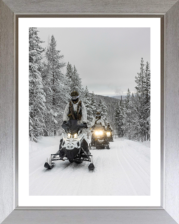 Soldiers riding snowmobiles – British Army Wall Art, Military Decor Military Vehicle Photo Print Wall Art Military Decor UK Posters, Prints, & Visual Artwork Hampshire Prints 10 x 8 Silver Frame Yes