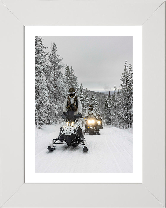 Soldiers riding snowmobiles – British Army Wall Art, Military Decor Military Vehicle Photo Print Wall Art Military Decor UK Posters, Prints, & Visual Artwork Hampshire Prints 10 x 8 White Frame Yes