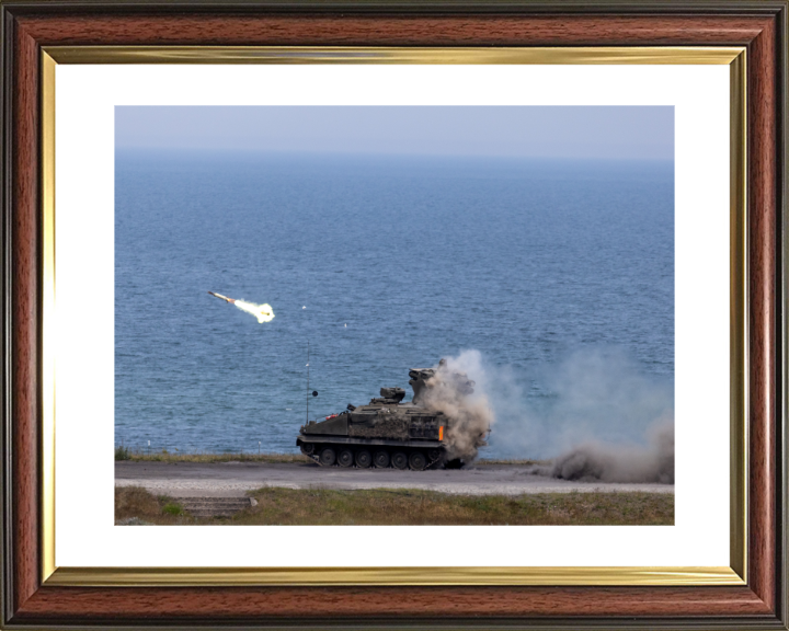 Stormer combat vehicle firing a missile British Army Vehicle Photo Print Wall Art Military Decor UK Posters, Prints, & Visual Artwork Hampshire Prints 10 x 8 Classic Frame Yes