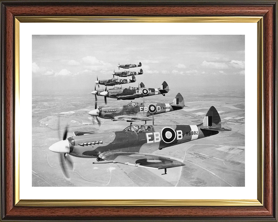 Supermarine Spitfire F Mk XIIs of 41 Sqn Royal Air Force Aircraft Photo Print Wall Art Aviation Decor UK Posters, Prints, & Visual Artwork Hampshire Prints 10 x 8 Classic Frame Yes