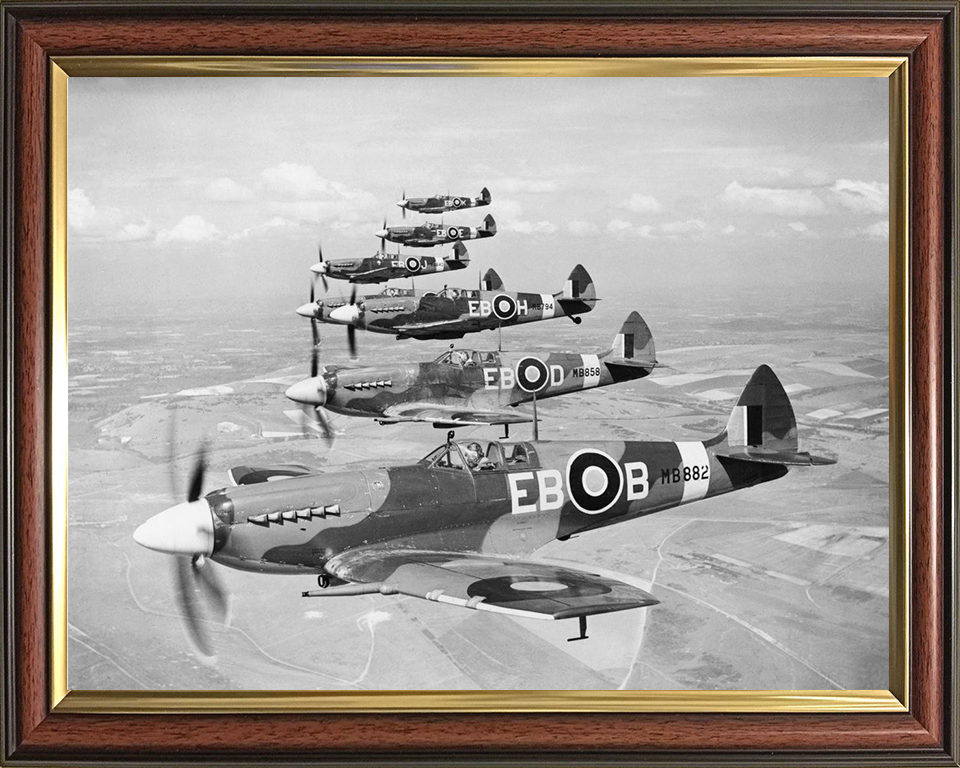 Supermarine Spitfire F Mk XIIs of 41 Sqn Royal Air Force Aircraft Photo Print Wall Art Aviation Decor UK Posters, Prints, & Visual Artwork Hampshire Prints 10 x 8 Classic Frame No