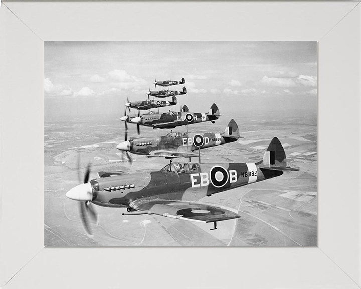 Supermarine Spitfire F Mk XIIs of 41 Sqn Royal Air Force Aircraft Photo Print Wall Art Aviation Decor UK Posters, Prints, & Visual Artwork Hampshire Prints 10 x 8 White Frame No