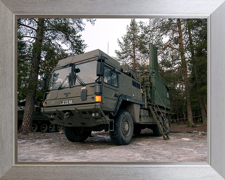 Taipan Radar system on a Man SV 9T British Army Vehicle Photo Print Wall Art Military Decor UK Posters, Prints, & Visual Artwork Hampshire Prints 10 x 8 Silver Frame No