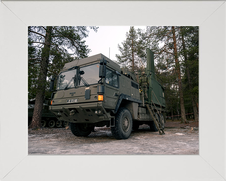 Taipan Radar system on a Man SV 9T British Army Vehicle Photo Print Wall Art Military Decor UK Posters, Prints, & Visual Artwork Hampshire Prints 10 x 8 White Frame No