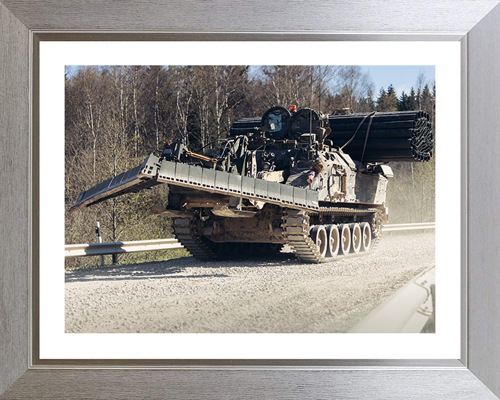 Terrier Armoured Digger Photo Print - British Army Vehicle Posters, Prints, & Visual Artwork Hampshire Prints 10 x 8 Silver Frame Yes
