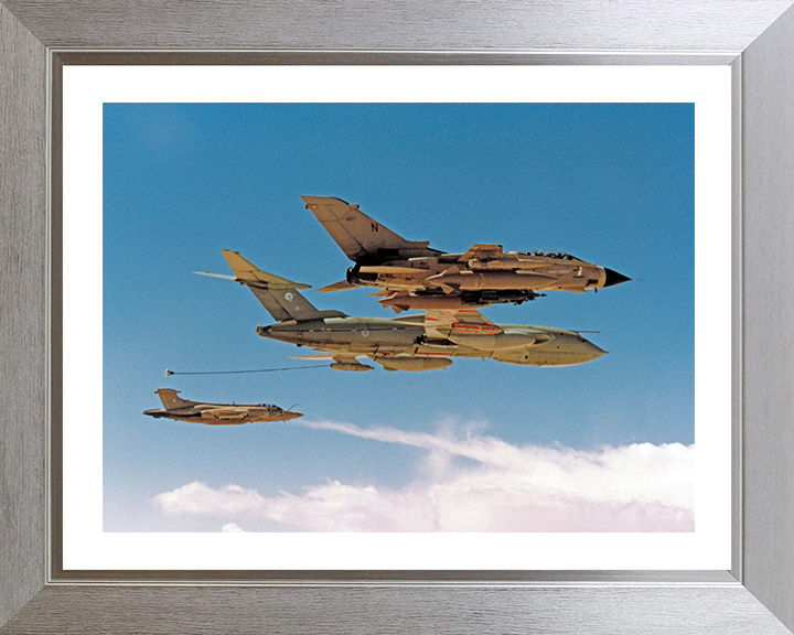 RAF Tornado GR1 and Buccaneer S2 Refuelling Photo Print Royal Air Force Aircraft Wall Art Aviation Decor Posters, Prints, & Visual Artwork Hampshire Prints 10 x 8 Silver Frame Yes