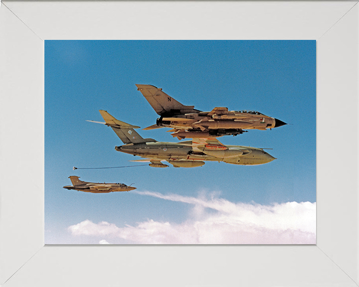 RAF Tornado GR1 and Buccaneer S2 Refuelling Photo Print Royal Air Force Aircraft Wall Art Aviation Decor Posters, Prints, & Visual Artwork Hampshire Prints 10 x 8 White Frame No