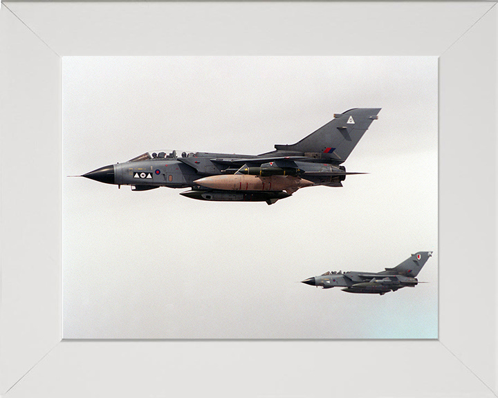 Tornado GR1s Over Kuwait Photo Print - Royal Air Force Aircraft Posters, Prints, & Visual Artwork Hampshire Prints 10 x 8 White Frame No