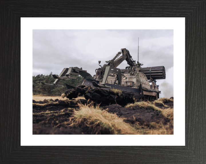 British Army Trojan Armoured Engineering Vehicle Photo Print Wall Art Military Decor Poster Posters, Prints, & Visual Artwork Hampshire Prints 10 x 8 Black Frame Yes