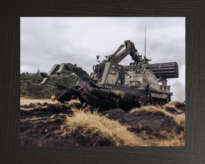 British Army Trojan Armoured Engineering Vehicle Photo Print Wall Art Military Decor Poster Posters, Prints, & Visual Artwork Hampshire Prints 10 x 8 Black Frame No