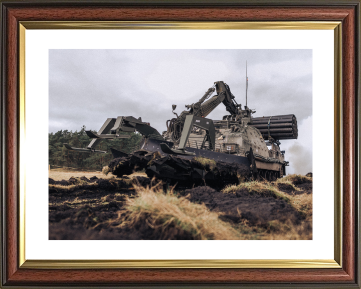 British Army Trojan Armoured Engineering Vehicle Photo Print Wall Art Military Decor Poster Posters, Prints, & Visual Artwork Hampshire Prints 10 x 8 Classic Frame Yes