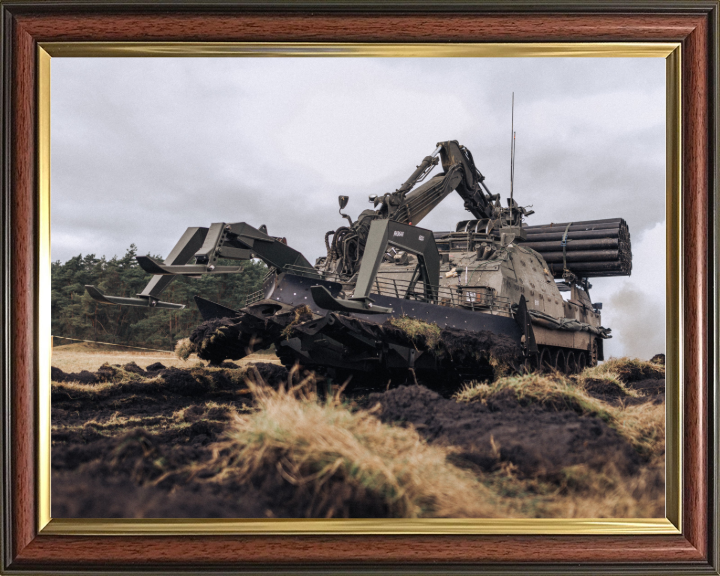 British Army Trojan Armoured Engineering Vehicle Photo Print Wall Art Military Decor Poster Posters, Prints, & Visual Artwork Hampshire Prints 10 x 8 Classic Frame No