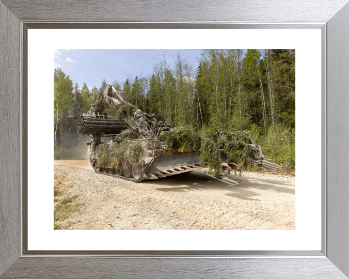 British Army Trojan Vehicle Photo Print Wall Art Military Decor Poster Posters, Prints, & Visual Artwork Hampshire Prints 10 x 8 Silver Frame Yes