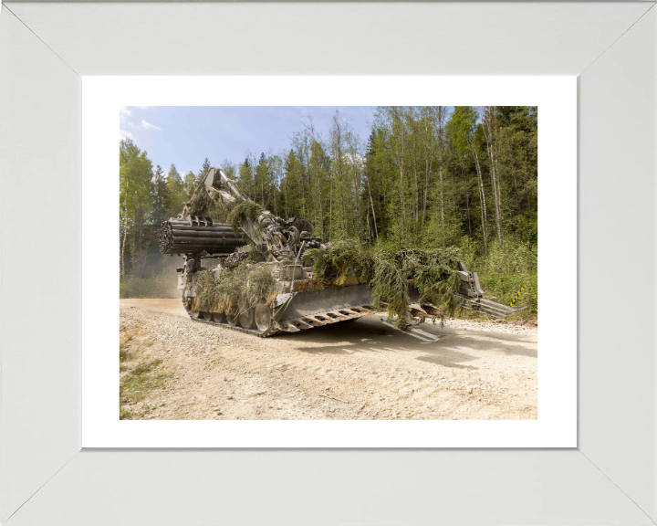 British Army Trojan Vehicle Photo Print Wall Art Military Decor Poster Posters, Prints, & Visual Artwork Hampshire Prints 10 x 8 White Frame Yes