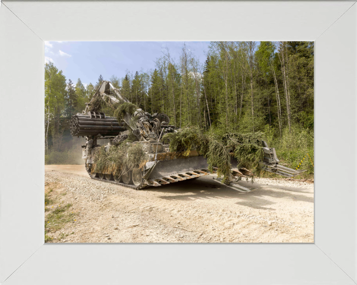 British Army Trojan Vehicle Photo Print Wall Art Military Decor Poster Posters, Prints, & Visual Artwork Hampshire Prints 10 x 8 White Frame No