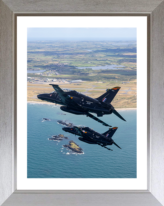 RAF Hawk T2 aircraft in Formation Photo Print Royal Air Force Aircraft Wall Art Aviation Decor Posters, Prints, & Visual Artwork Hampshire Prints 10 x 8 Silver Frame Yes
