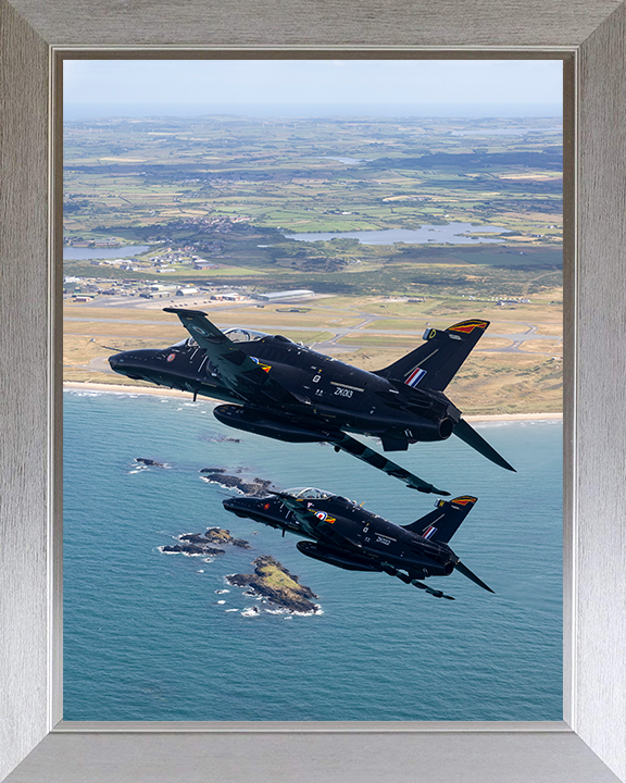 RAF Hawk T2 aircraft in Formation Photo Print Royal Air Force Aircraft Wall Art Aviation Decor Posters, Prints, & Visual Artwork Hampshire Prints 10 x 8 Silver Frame No