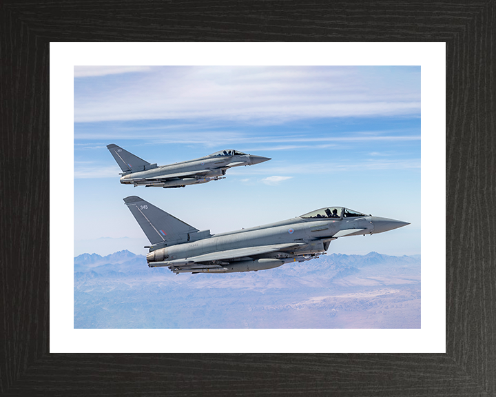 RAF Typhoons in Formation Photo Print Royal Air Force Aircraft Wall Art Aviation Decor Posters, Prints, & Visual Artwork Hampshire Prints 10 x 8 Black Frame Yes