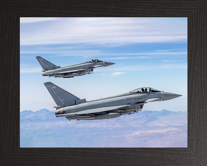 RAF Typhoons in Formation Photo Print Royal Air Force Aircraft Wall Art Aviation Decor Posters, Prints, & Visual Artwork Hampshire Prints 10 x 8 Black Frame No