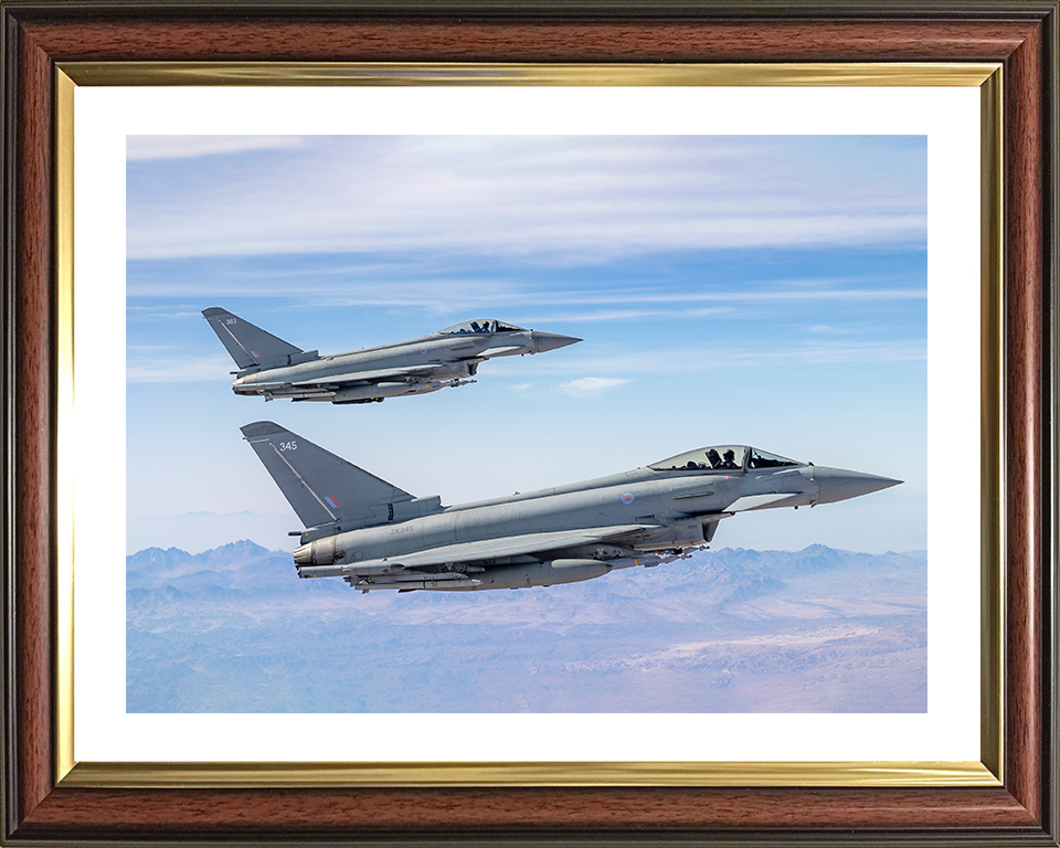 RAF Typhoons in Formation Photo Print Royal Air Force Aircraft Wall Art Aviation Decor Posters, Prints, & Visual Artwork Hampshire Prints 10 x 8 Classic Frame Yes