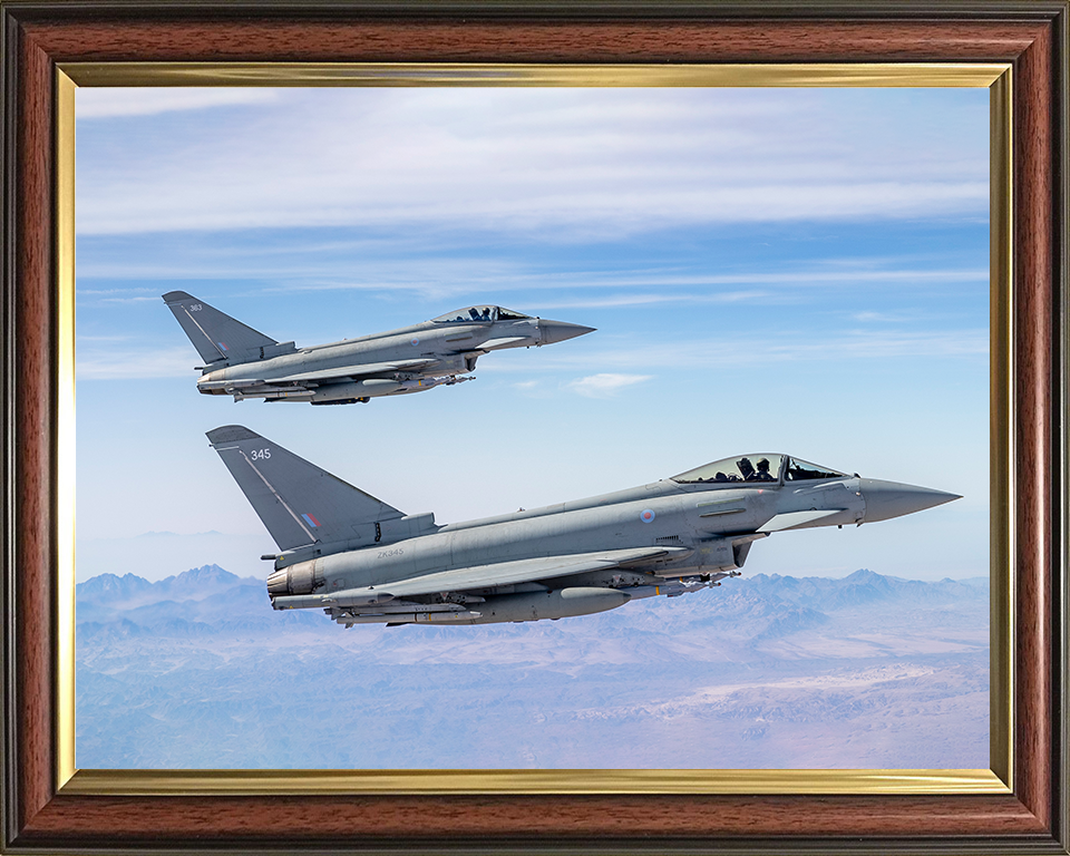RAF Typhoons in Formation Photo Print Royal Air Force Aircraft Wall Art Aviation Decor Posters, Prints, & Visual Artwork Hampshire Prints 10 x 8 Classic Frame No