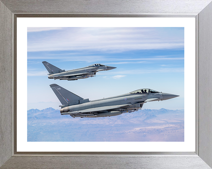 RAF Typhoons in Formation Photo Print Royal Air Force Aircraft Wall Art Aviation Decor Posters, Prints, & Visual Artwork Hampshire Prints 10 x 8 Silver Frame Yes
