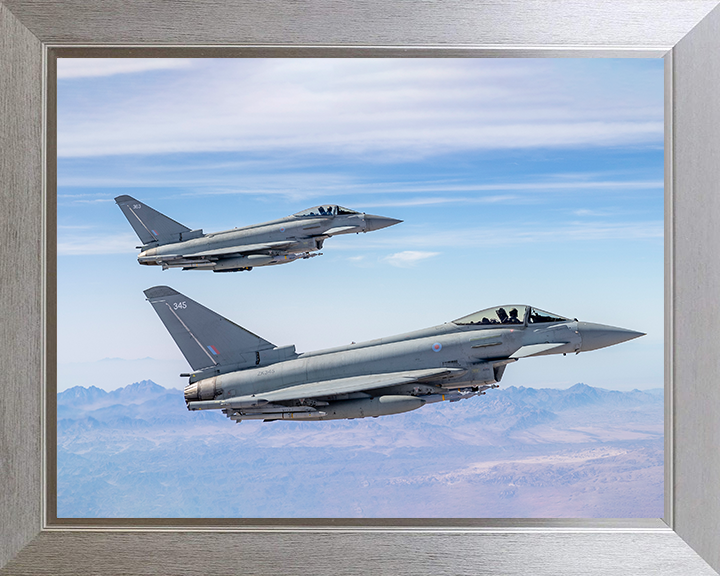 RAF Typhoons in Formation Photo Print Royal Air Force Aircraft Wall Art Aviation Decor Posters, Prints, & Visual Artwork Hampshire Prints 10 x 8 Silver Frame No