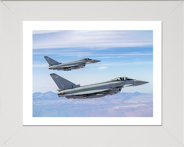RAF Typhoons in Formation Photo Print Royal Air Force Aircraft Wall Art Aviation Decor Posters, Prints, & Visual Artwork Hampshire Prints 10 x 8 White Frame Yes