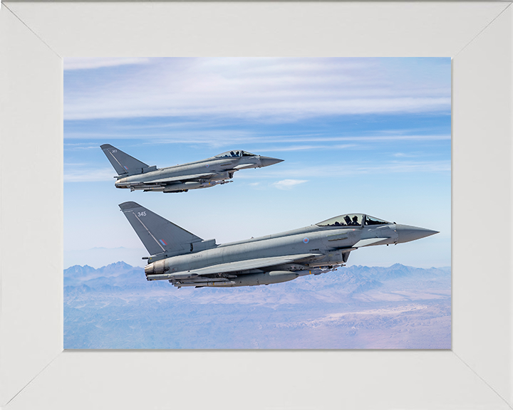 RAF Typhoons in Formation Photo Print Royal Air Force Aircraft Wall Art Aviation Decor Posters, Prints, & Visual Artwork Hampshire Prints 10 x 8 White Frame No