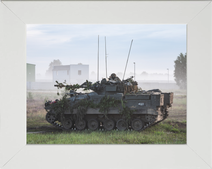 Warrior Infantry Fighting Vehicle 2023 British Army Vehicle Photo Print Wall Art Military Decor UK Posters, Prints, & Visual Artwork Hampshire Prints 10 x 8 White Frame No