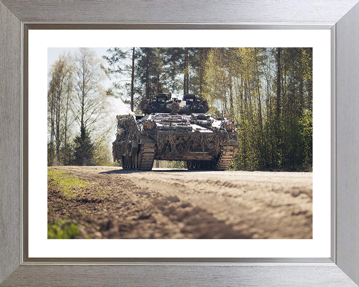 British Army Warrior Infantry Fighting Vehicle Low View Photo Print Wall Art Military Decor Posters, Prints, & Visual Artwork Hampshire Prints 10 x 8 Silver Frame Yes