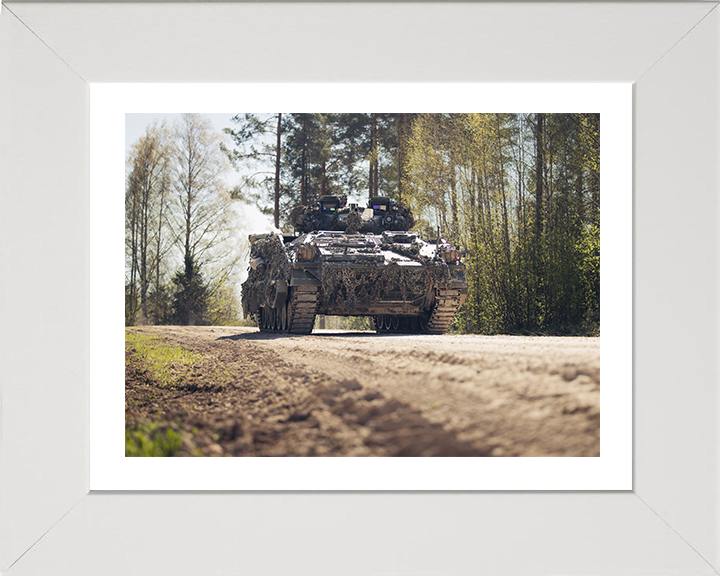 British Army Warrior Infantry Fighting Vehicle Low View Photo Print Wall Art Military Decor Posters, Prints, & Visual Artwork Hampshire Prints 10 x 8 White Frame Yes