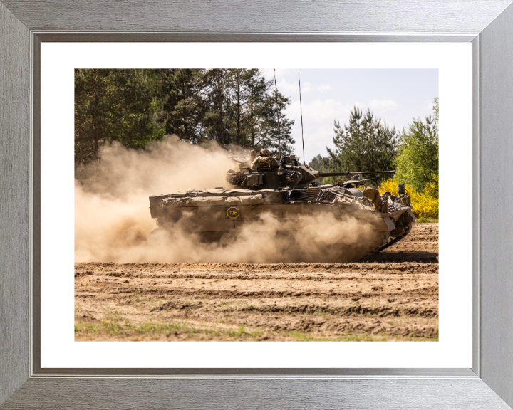 British Army Warrior Infantry Fighting Vehicle Photo Print Wall Art Military Decor Poster Posters, Prints, & Visual Artwork Hampshire Prints 10 x 8 Silver Frame Yes