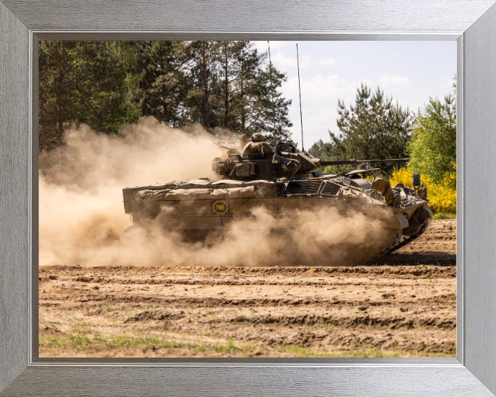 British Army Warrior Infantry Fighting Vehicle Photo Print Wall Art Military Decor Poster Posters, Prints, & Visual Artwork Hampshire Prints 10 x 8 Silver Frame No