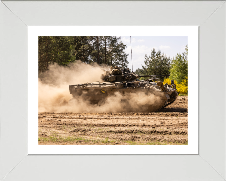British Army Warrior Infantry Fighting Vehicle Photo Print Wall Art Military Decor Poster Posters, Prints, & Visual Artwork Hampshire Prints 10 x 8 White Frame Yes