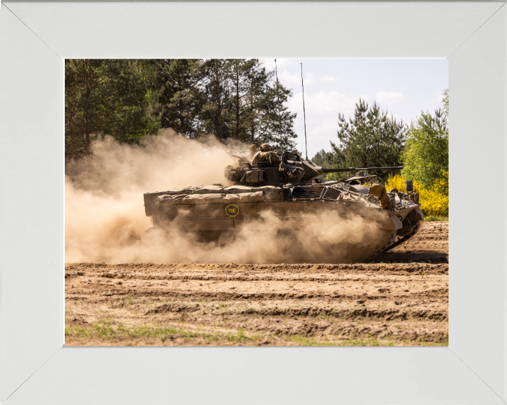 British Army Warrior Infantry Fighting Vehicle Photo Print Wall Art Military Decor Poster Posters, Prints, & Visual Artwork Hampshire Prints 10 x 8 White Frame No