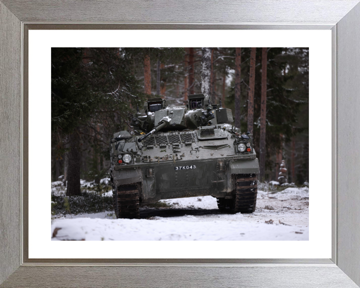 British Army Warrior Mechanised Combat Vehicle Photo Print Wall Art Military Decor Posters, Prints, & Visual Artwork Hampshire Prints 10 x 8 Silver Frame Yes