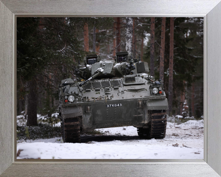 British Army Warrior Mechanised Combat Vehicle Photo Print Wall Art Military Decor Posters, Prints, & Visual Artwork Hampshire Prints 10 x 8 Silver Frame No